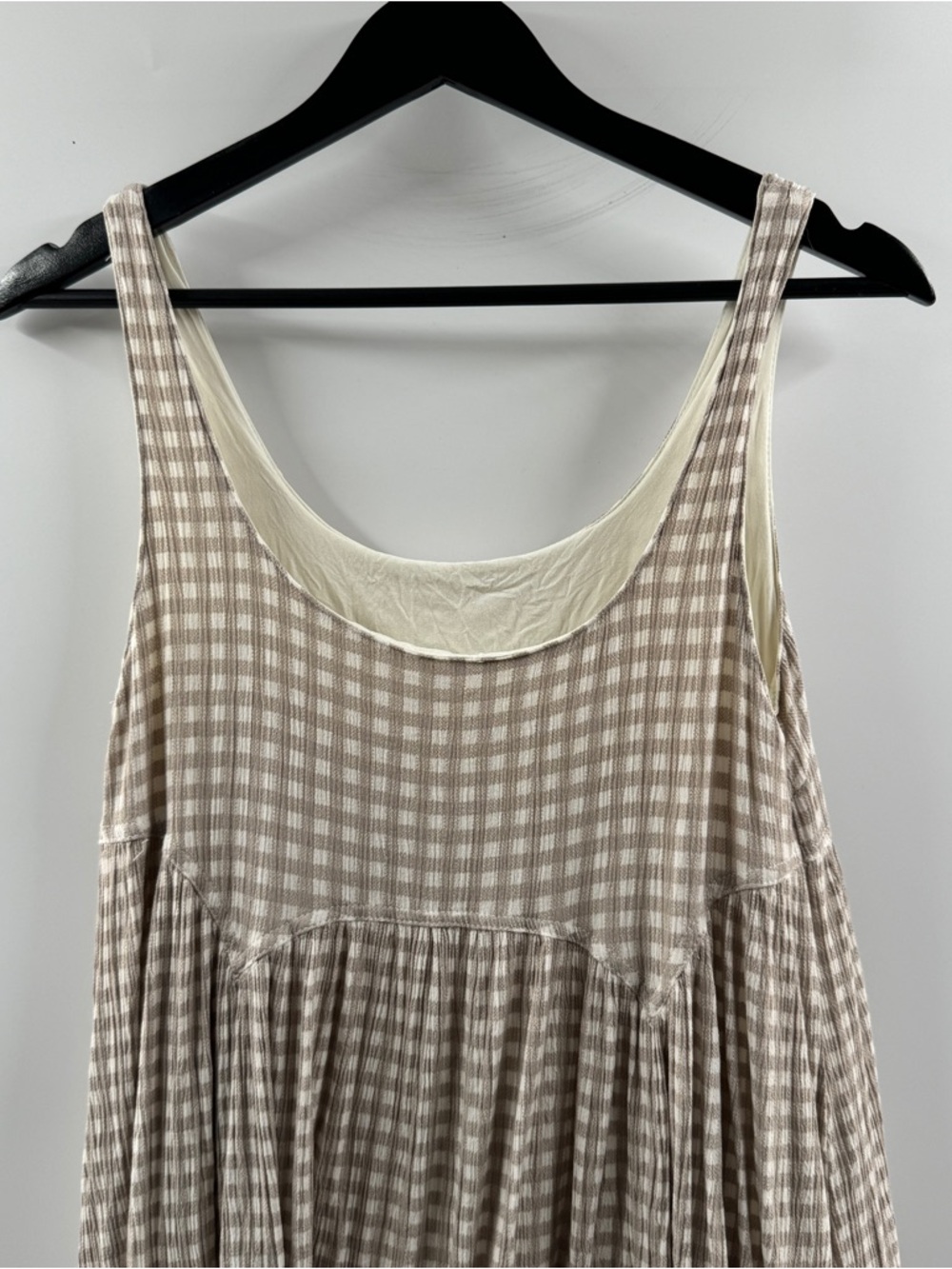Beige Cream Gingham Dress – Women’s Small - Picture 6 of 8